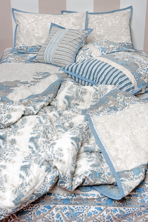 20s Cotton Bed Cover in Block Print